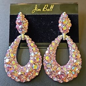 Jim Ball Lt Rose AB knocker style earrings